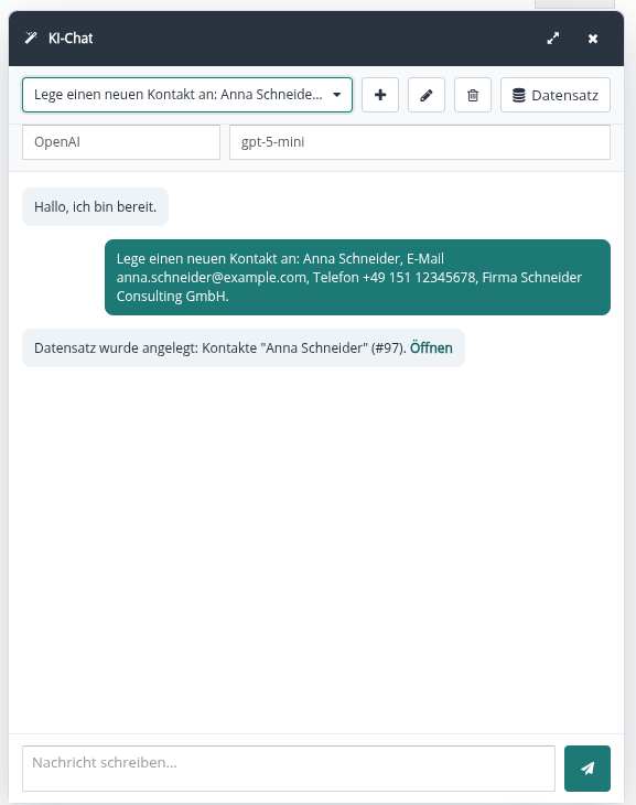 Kontakt per KI-Chat anlegen