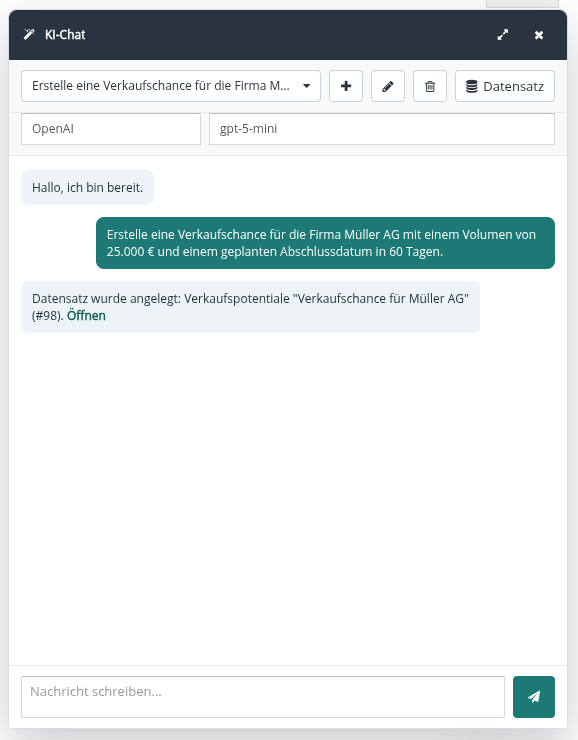 Verkaufschance per KI-Chat erstellen
