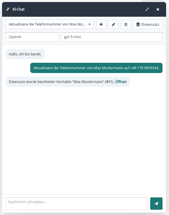 Kontaktdaten per Chat bearbeiten