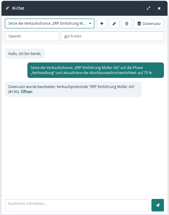Verkaufschance per Chat bearbeiten