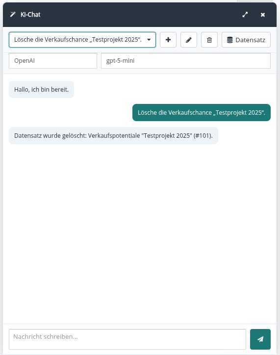 Verkaufschance per Chat löschen